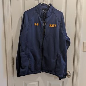 EUC Men's UA "US Navy" track jacket sz L color Navy & Yellow: heavy, thick, cozy